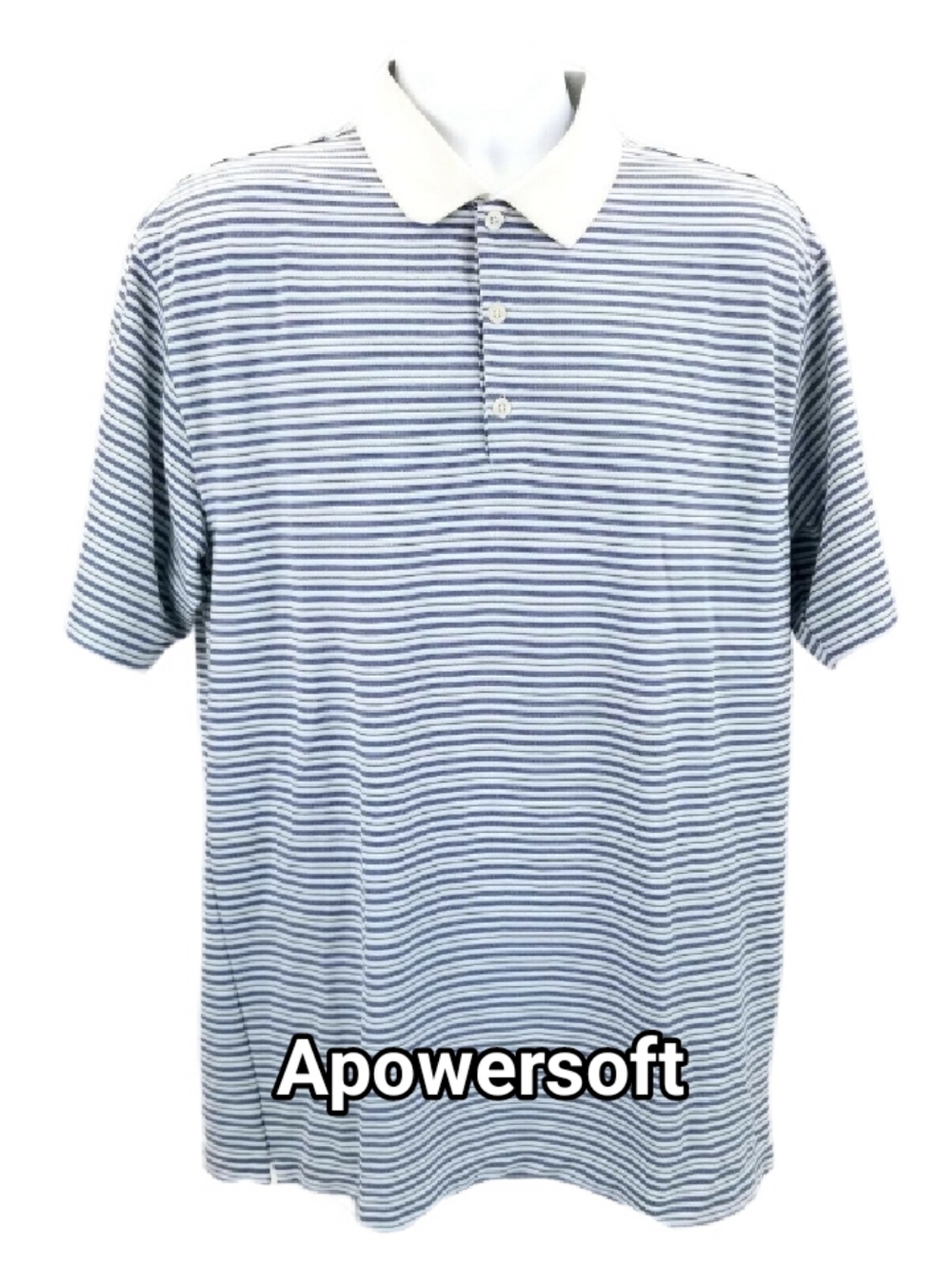 Nike Golf Dri-FIT Blue and White Striped Performance Polo Shirt Men's Size XL